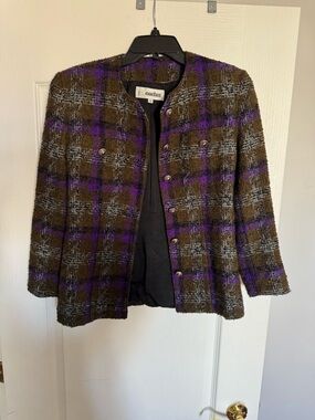 Cactus Plaid Tweed Blazer in Brown, Purple & Gray